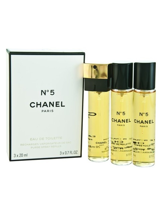 Chanel No 5 Giftset donna 60ml 2x eau de toilette Spray Refill 20Ml-1x eau de toilette Spray 20Ml- Twist and Spray - Purse Spray