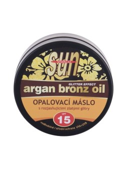 Burro abbronzante con olio di argan e glitter SPF15