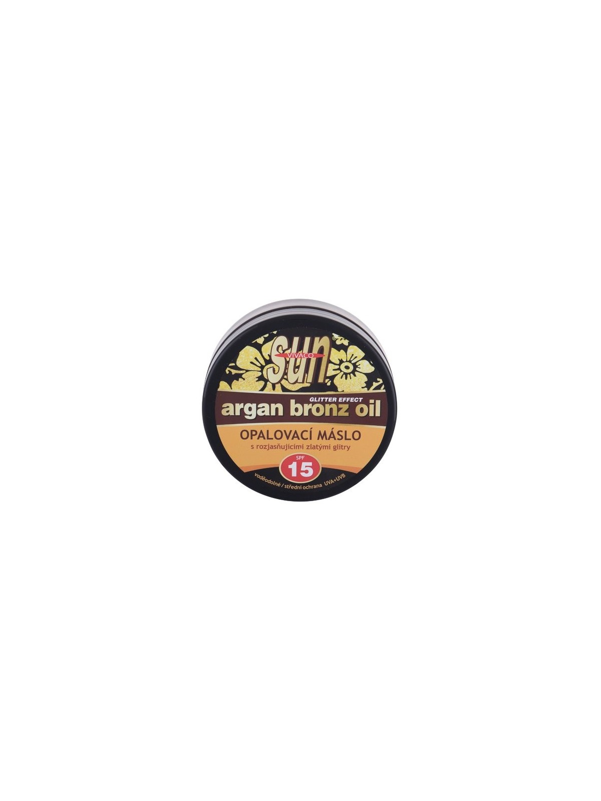 Burro abbronzante con olio di argan e glitter SPF15
