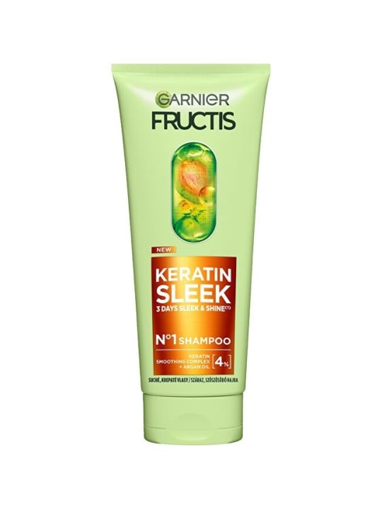 Garnier Shampoo per capelli secchi e crespi Fructis Keratin Sleek Shampoo 200ml donna