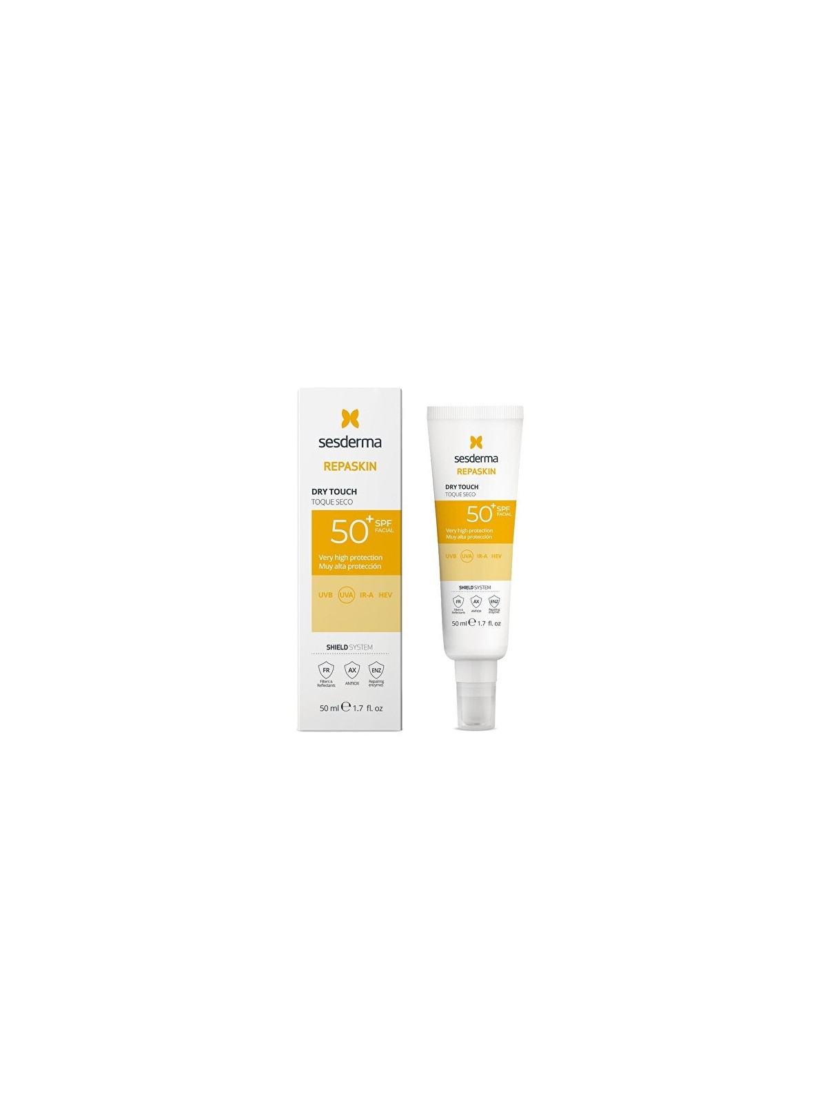 Sesderma Protezione solare viso opacizzante SPF 50+ Repaskin Dry Touch Protezione solare viso 50ml donna