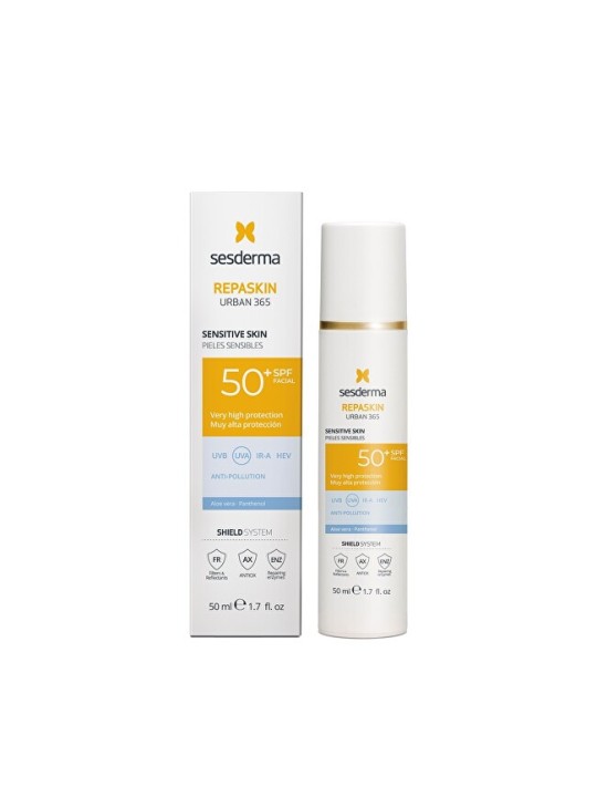Sesderma Protezione solare viso per pelli sensibili SPF 50+ Repaskin Urban 365 Sensitive Skin 50ml donna