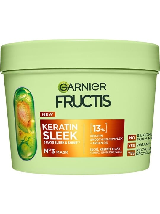 Garnier Maschera per capelli secchi e crespi Fructis Keratin Sleek Mask 370ml donna
