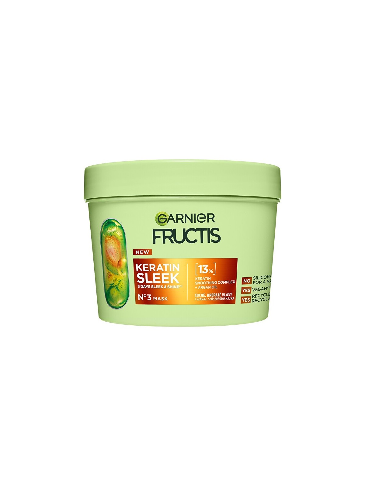 Garnier Maschera per capelli secchi e crespi Fructis Keratin Sleek Mask 370ml donna