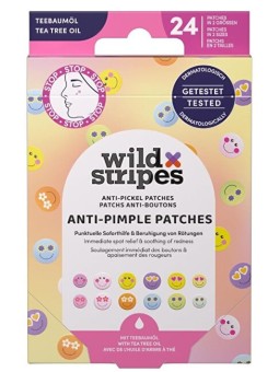 Wild Stripes Cerotti anti-acne idrocolloidali con olio di melaleuca Smile Prevent Cerotti anti-brufoli 24 pezzi donna