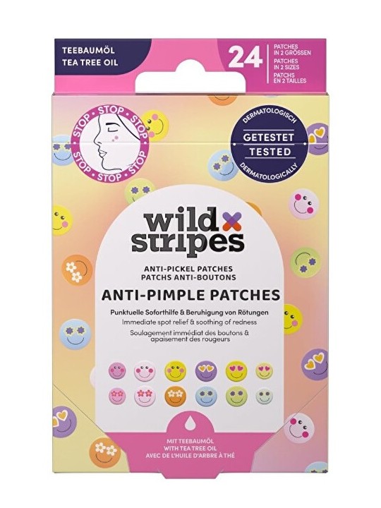 Wild Stripes Cerotti anti-acne idrocolloidali con olio di melaleuca Smile Prevent Cerotti anti-brufoli 24 pezzi donna
