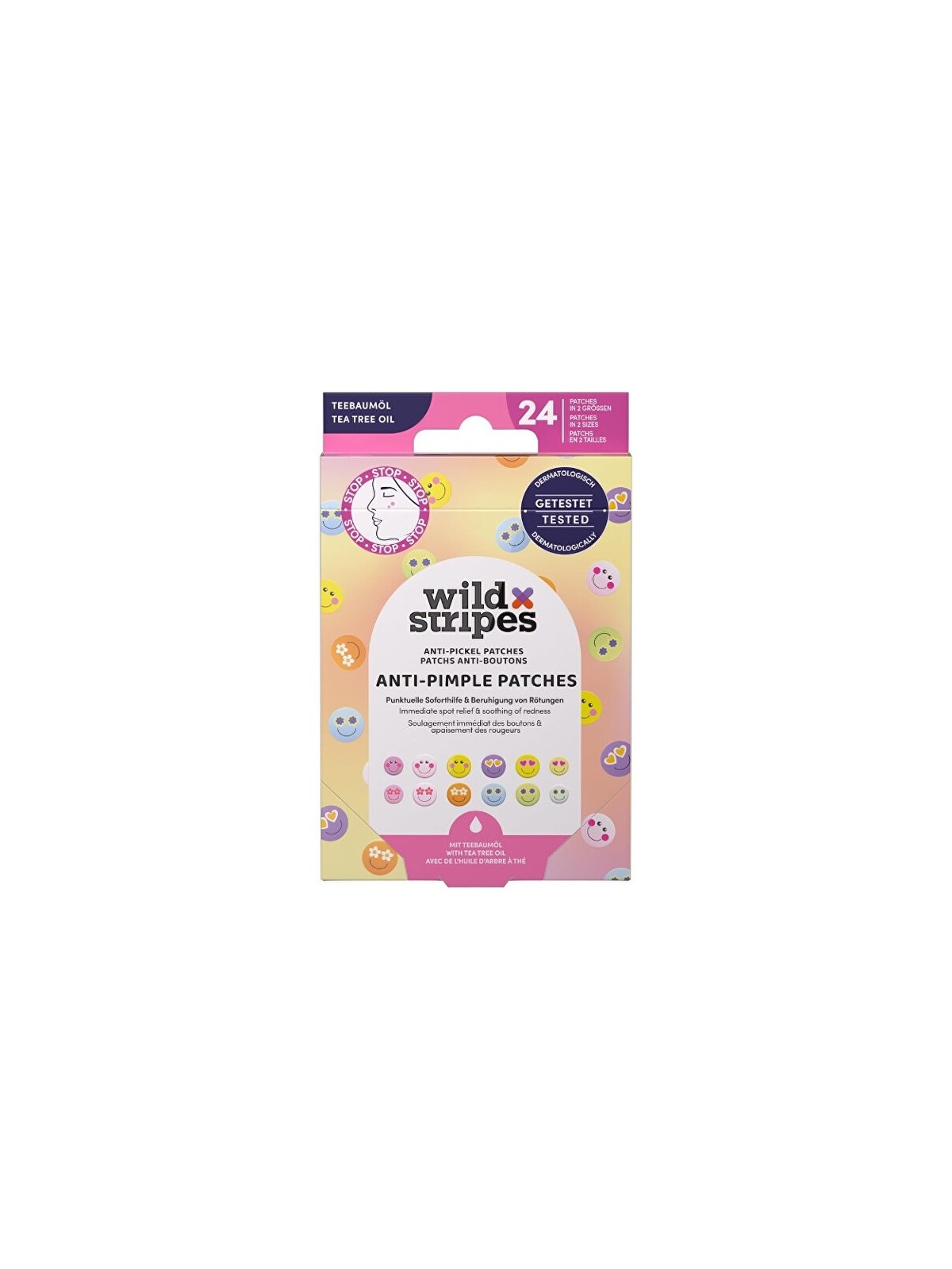 Wild Stripes Cerotti anti-acne idrocolloidali con olio di melaleuca Smile Prevent Cerotti anti-brufoli 24 pezzi donna