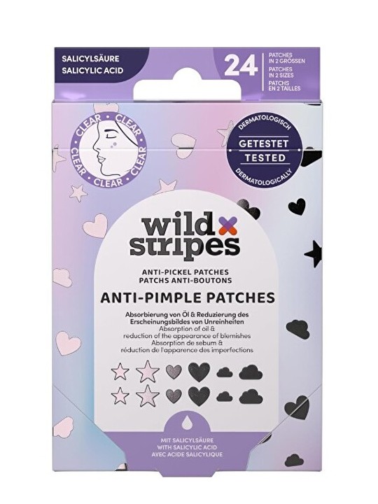 Wild Stripes Cerotti idrocolloidali anti-acne con acido salicilico Holo Clear, 24 pezzi donna