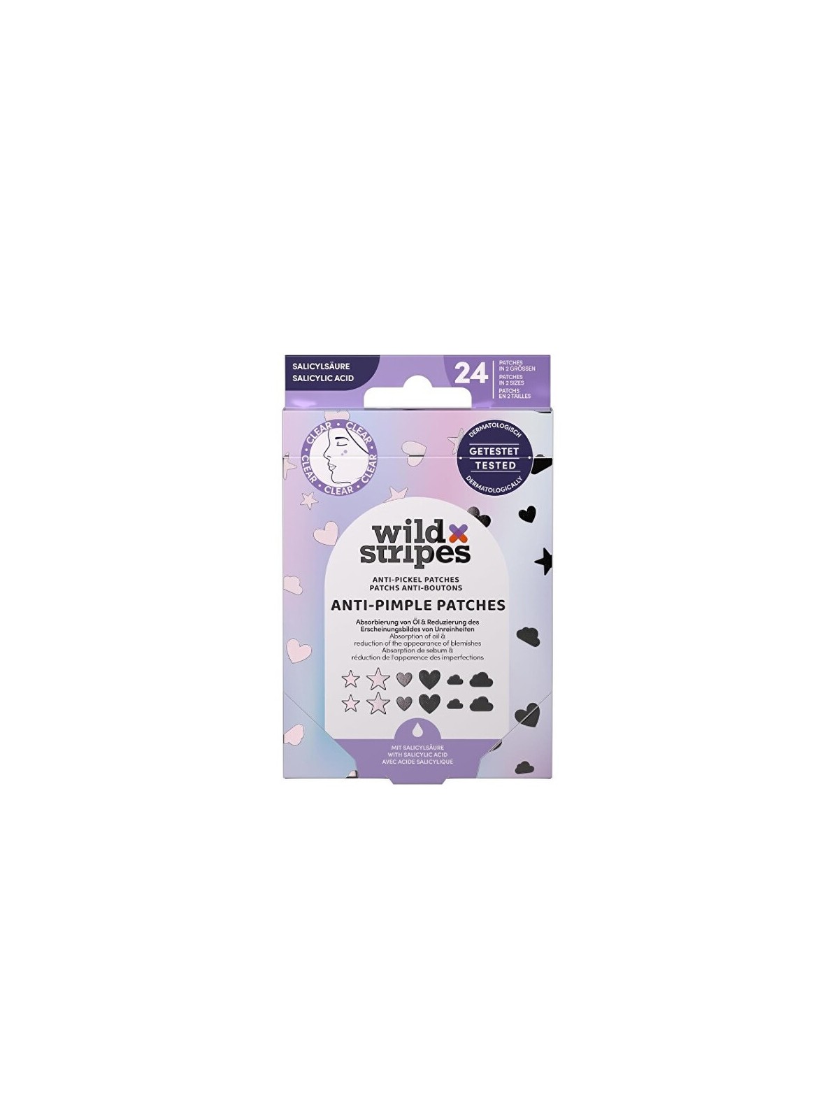 Wild Stripes Cerotti idrocolloidali anti-acne con acido salicilico Holo Clear, 24 pezzi donna