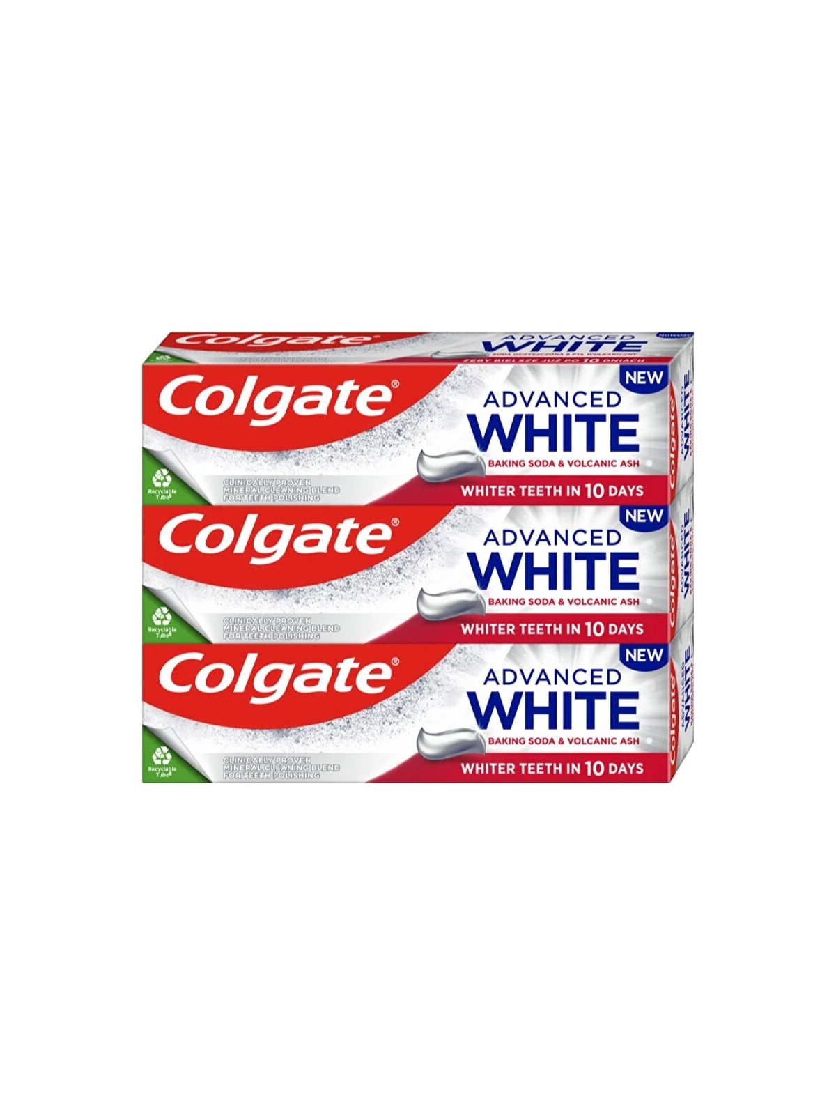 Colgate Dentifricio sbiancante Advanced White Baking Soda & Volcanic Ash Trio 3 x 75ml unisex