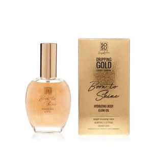 Dripping Gold Olio idratante per il corpo illuminante, oro gocciolante, Born to Shine, olio idratante per il corpo illuminante,