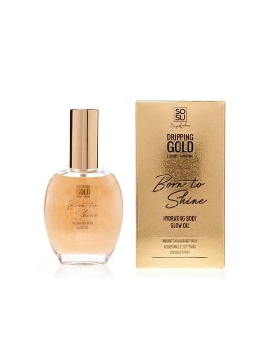 Dripping Gold Olio idratante per il corpo illuminante, oro gocciolante, Born to Shine, olio idratante per il corpo illuminante,