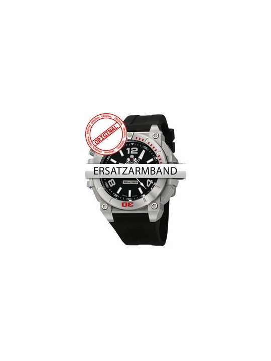 Rothenschild Replacement Strap silicon RS-1110 u. RS-1111 Black Silver Clasp