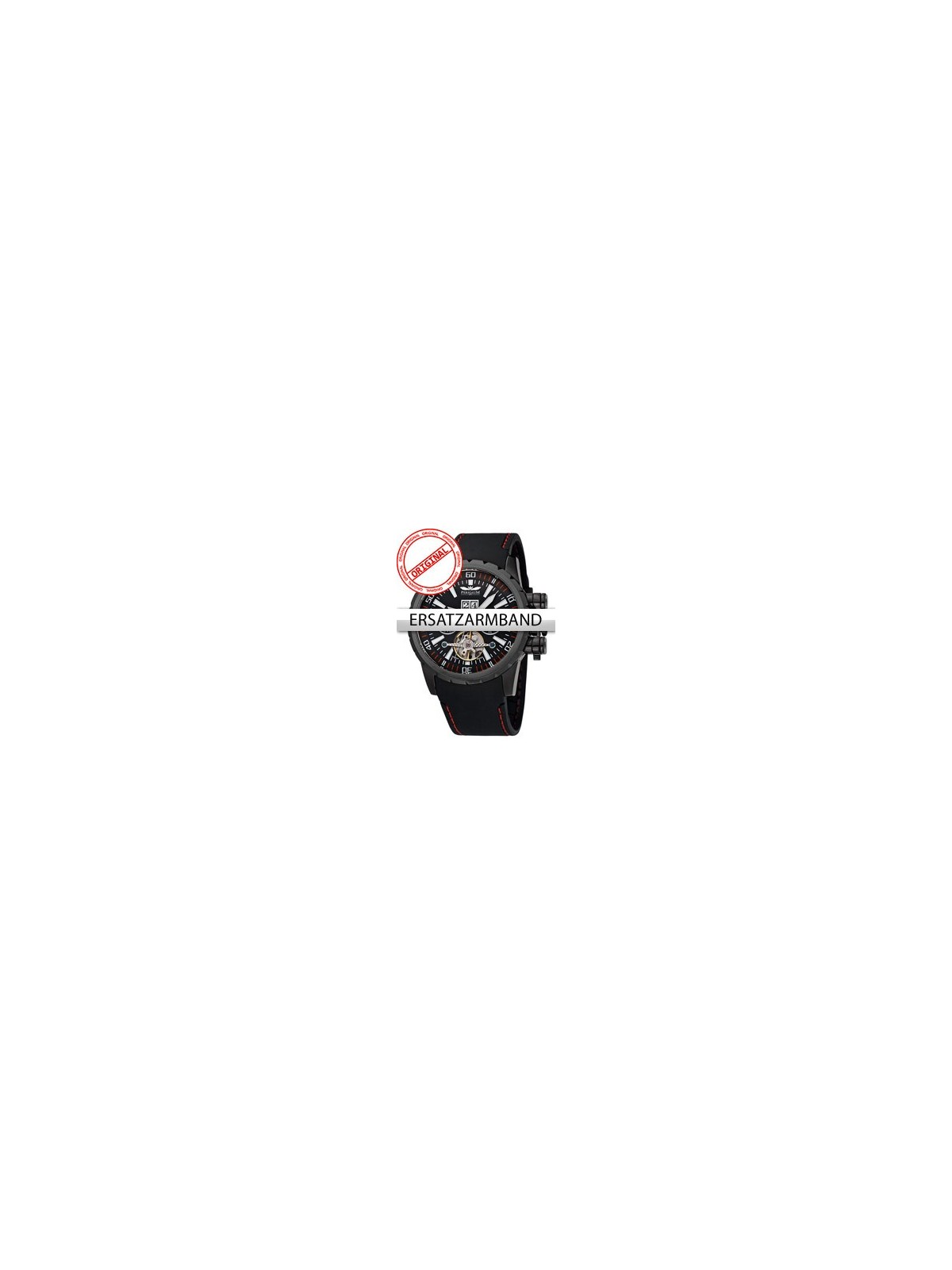 Perigaum Replacement Strap silicon P-1108-IB Black-red Black Clasp