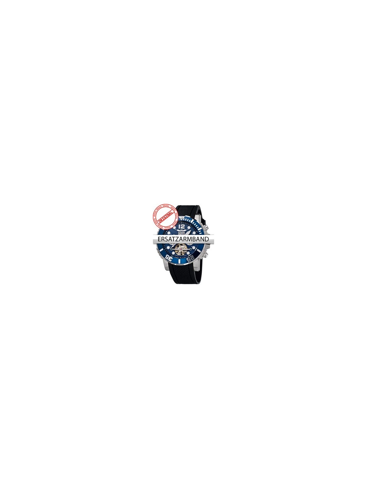 Perigaum Replacement Strap silicon P-1104 Black Silver Clasp 24 mm