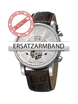 Perigaum Replacement Strap Leather P-1111 Brown Silver Clasp 24 mm
