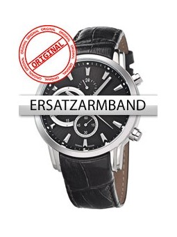Bossart Replacement Strap Leather BW-1104 Black Silver Clasp
