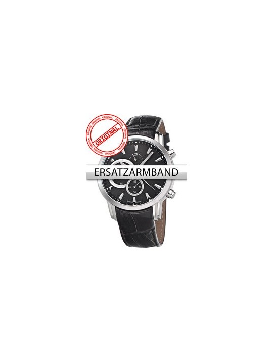 Bossart Replacement Strap Leather BW-1104 Black Silver Clasp