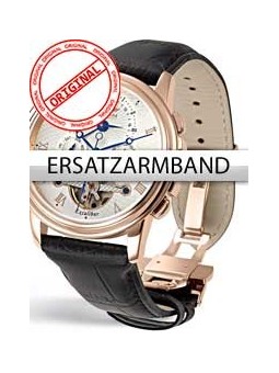 Perigaum Replacement Strap Black 24 mm With Folding Clasp Rose