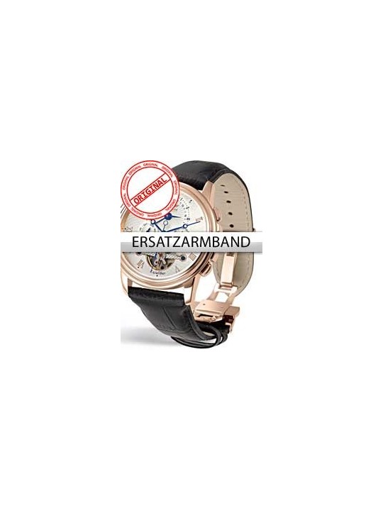 Perigaum Replacement Strap Black 24 mm With Folding Clasp Rose