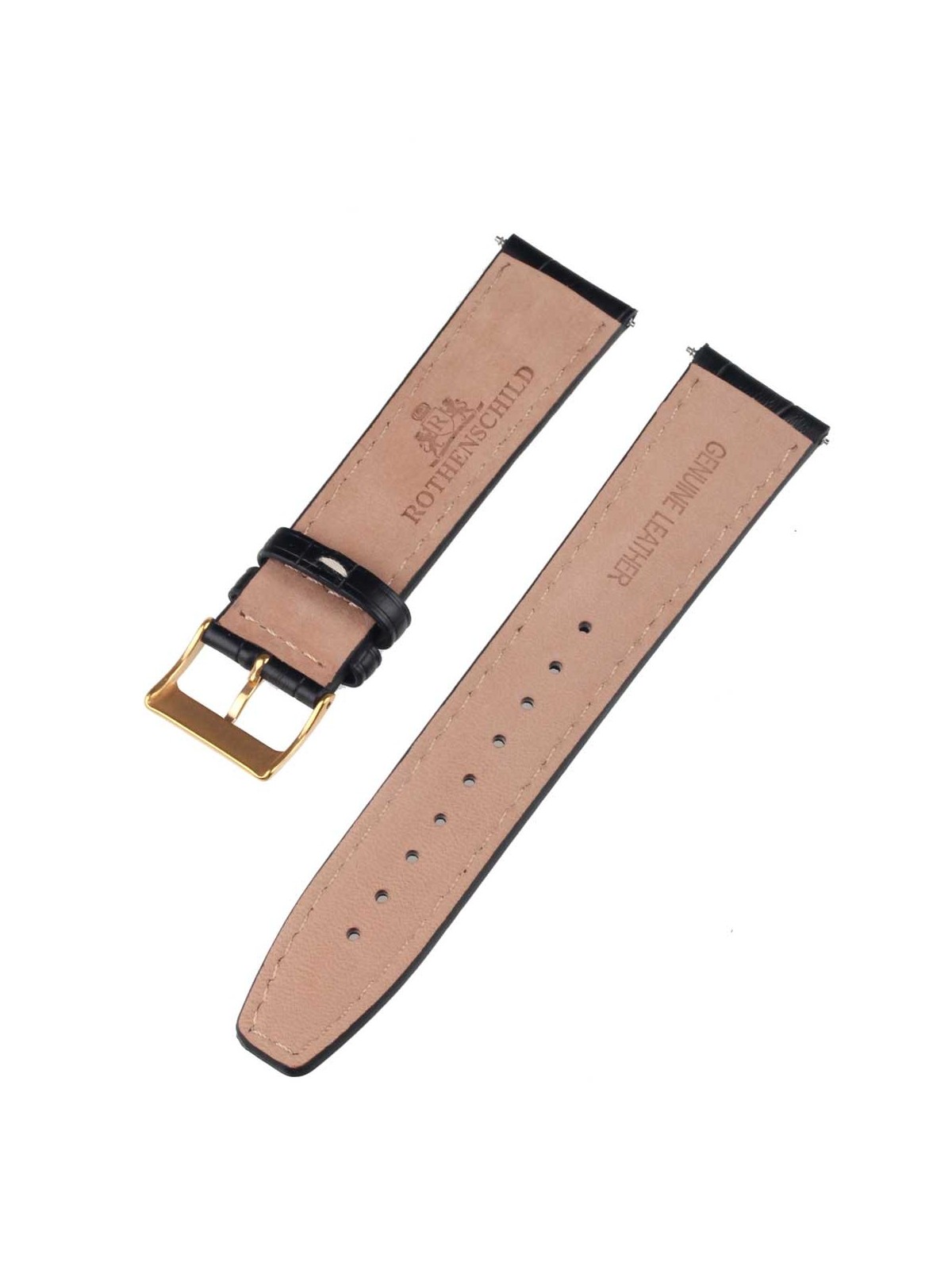Rothenschild mid-17757 Universal Strap 22mm Black, Gold buckle
