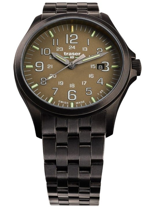 orologio uomo Traser H3 108738 P67 Officer GunMetal Khaki Men's 42mm 10ATM