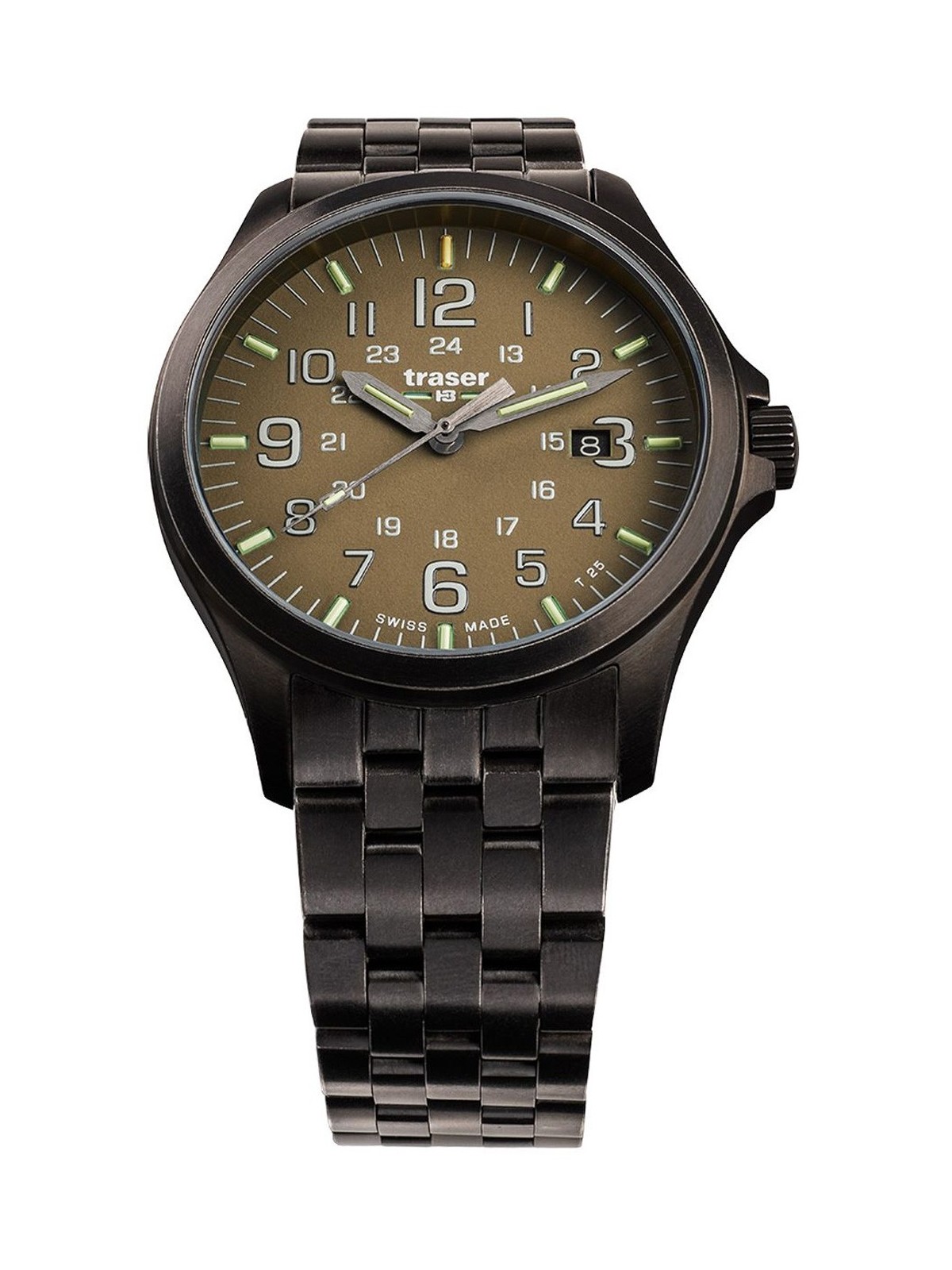 orologio uomo Traser H3 108738 P67 Officer GunMetal Khaki Men's 42mm 10ATM