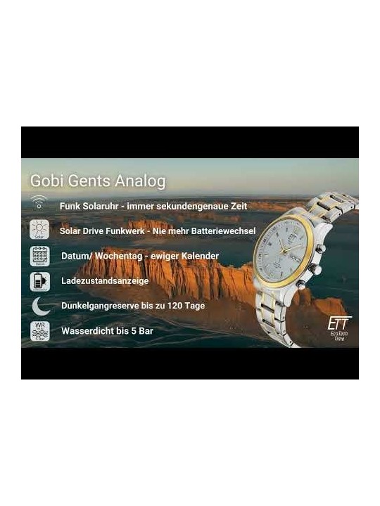 orologio uomo ETT EGS-11253-12M Solar Drive Radio Controlled Gobi Men's 40mm 10ATM