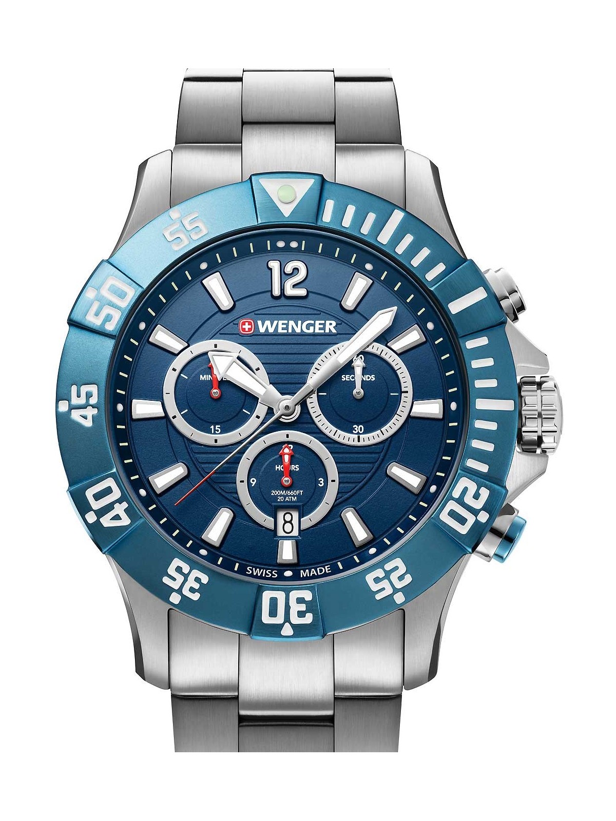 orologio uomo Wenger 01.0643.119 Seaforce diver-chronograph 43mm 20ATM