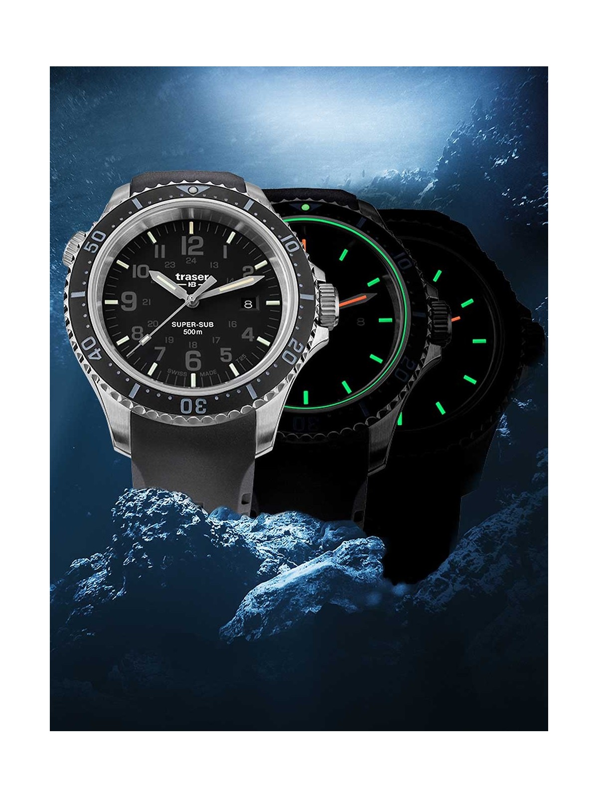 orologio uomo Traser H3 109377 P67 T25 SuperSub black 46 mm diver 50ATM