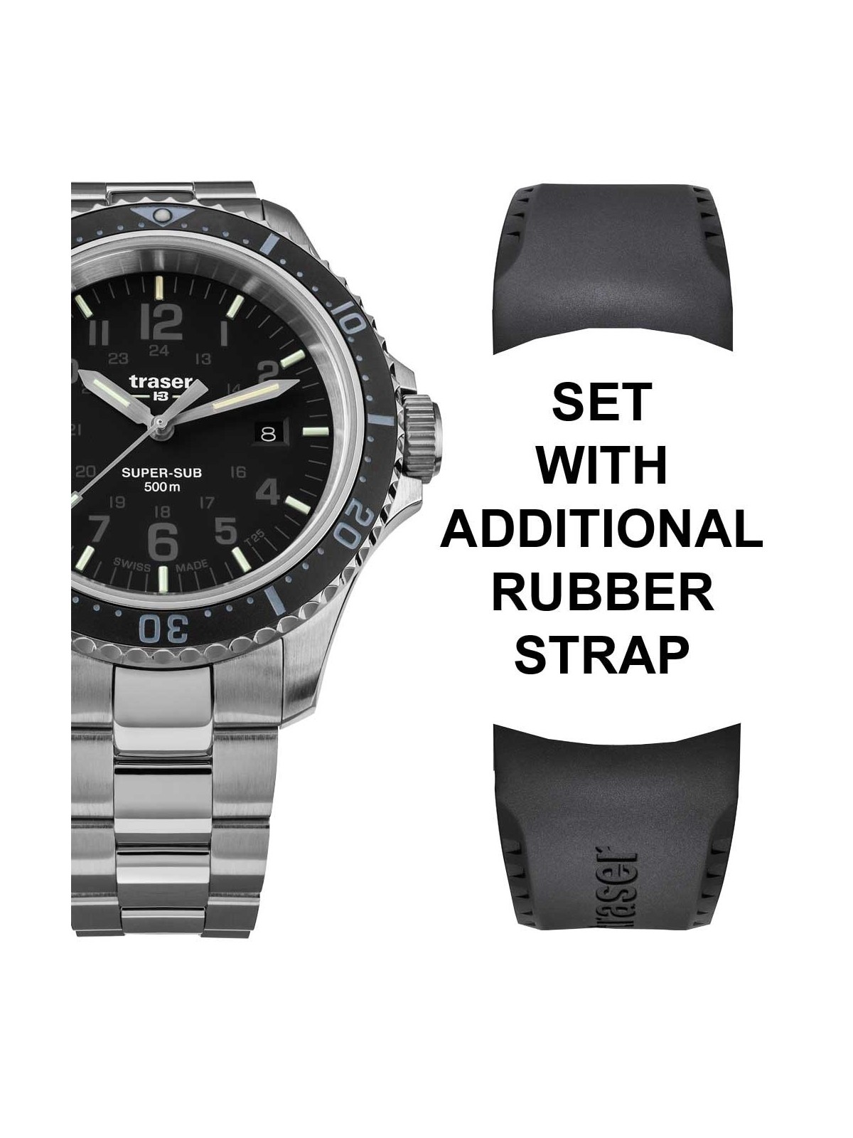 orologio uomo Traser H3 109376 P67 T25 SuperSub set black 46 mm diver 50ATM