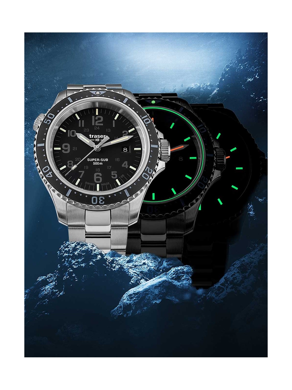 orologio uomo Traser H3 109376 P67 T25 SuperSub set black 46 mm diver 50ATM