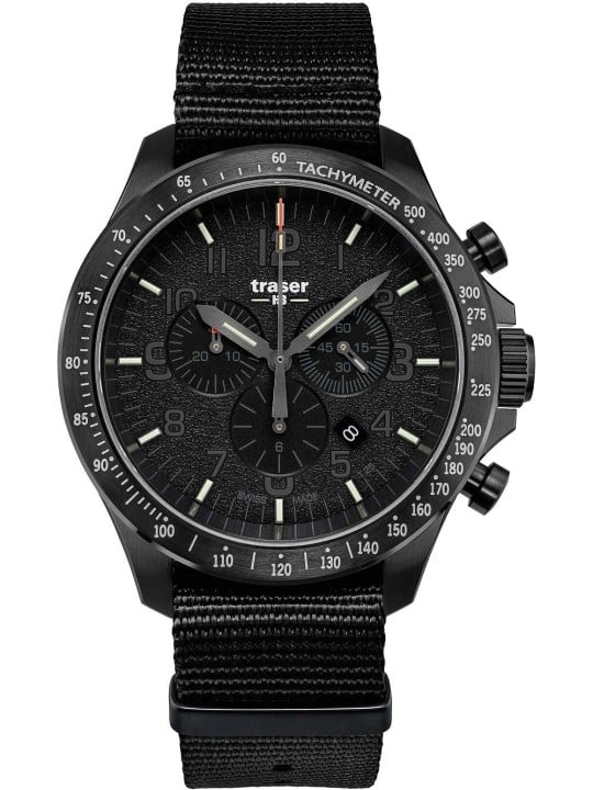 orologio uomo Traser H3 109465 P67 Officer chrono black nato 46mm 10ATM