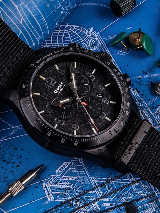 orologio uomo Traser H3 109465 P67 Officer chrono black nato 46mm 10ATM