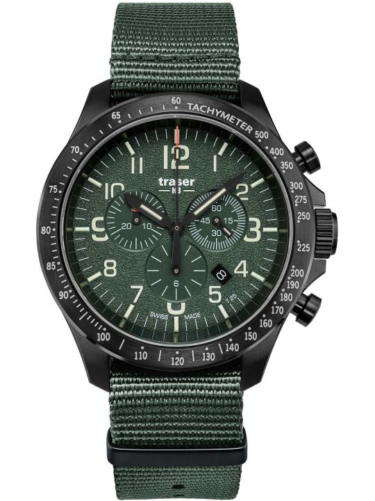 orologio uomo Traser H3 109463 P67 Officer chrono green nato 46mm 10ATM
