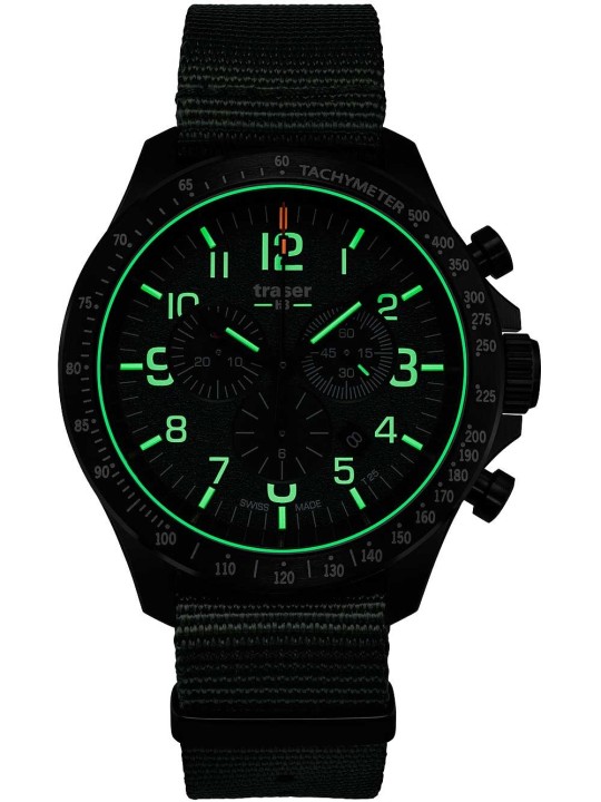 orologio uomo Traser H3 109463 P67 Officer chrono green nato 46mm 10ATM