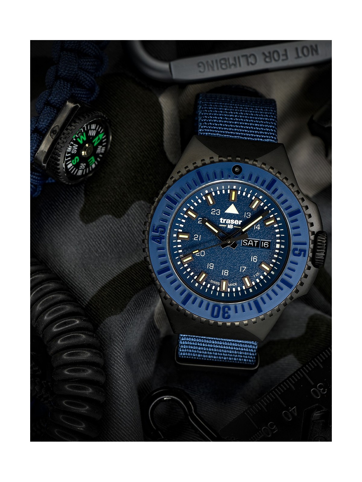 orologio uomo Traser H3 109856 P69 Black-Stealth Blue 46mm 20ATM