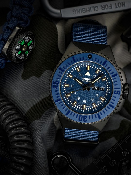 orologio uomo Traser H3 109856 P69 Black-Stealth Blue 46mm 20ATM