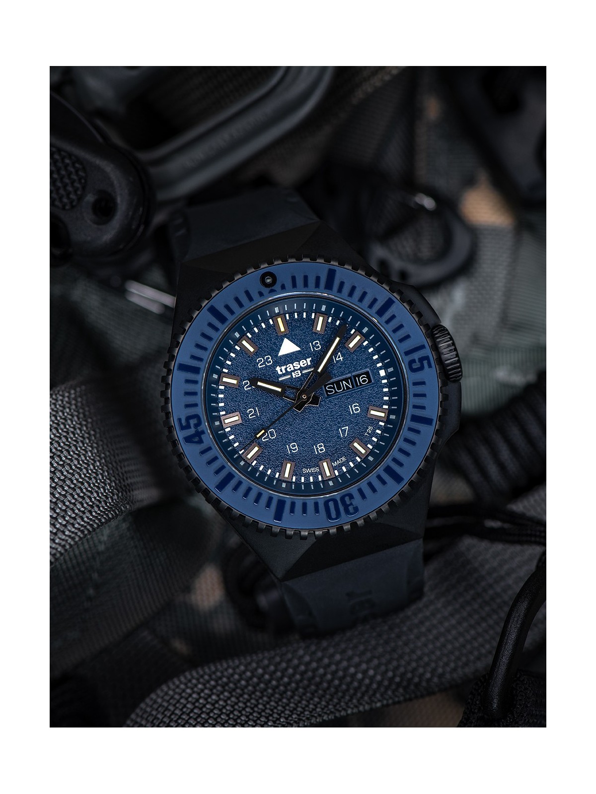 orologio uomo Traser H3 109857 P69 Black-Stealth Blue 46mm 20ATM