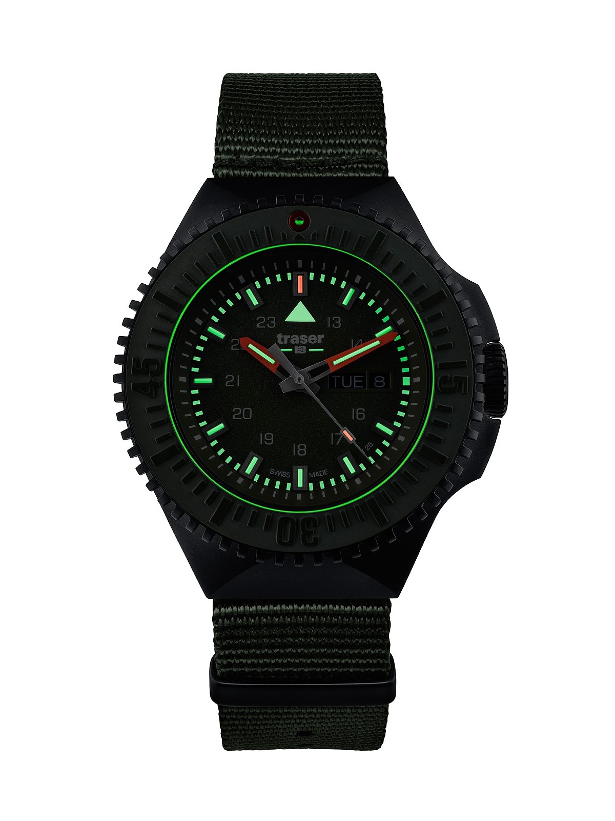 orologio uomo Traser H3 109858 P69 Black-Stealth Green 46mm 20ATM