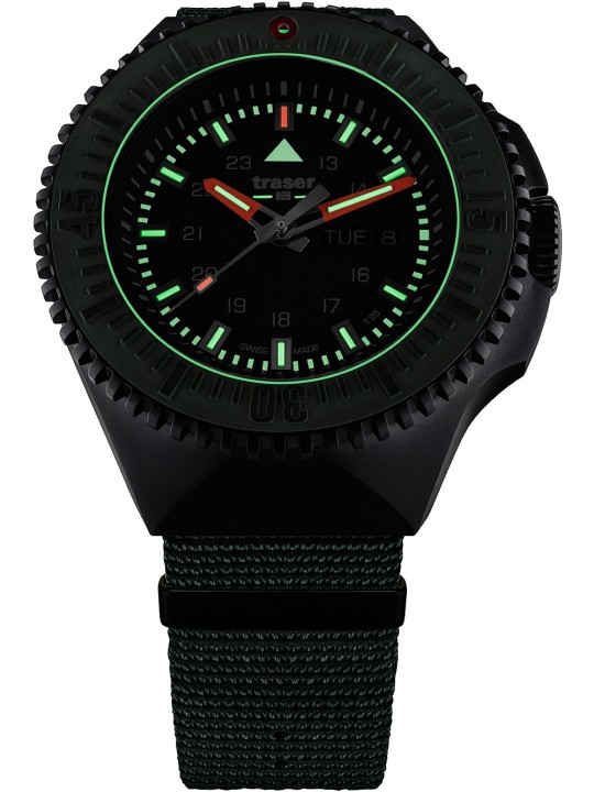 orologio uomo Traser H3 109858 P69 Black-Stealth Green 46mm 20ATM