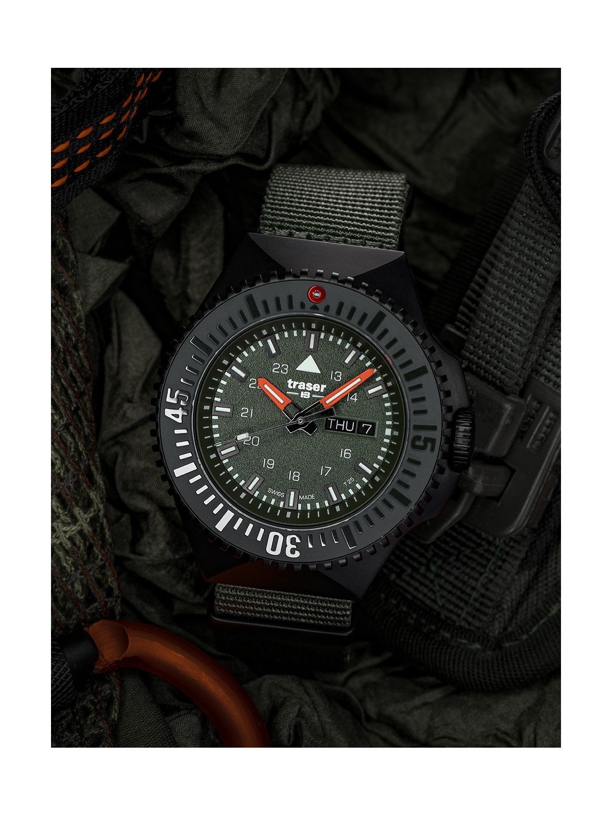 orologio uomo Traser H3 109858 P69 Black-Stealth Green 46mm 20ATM