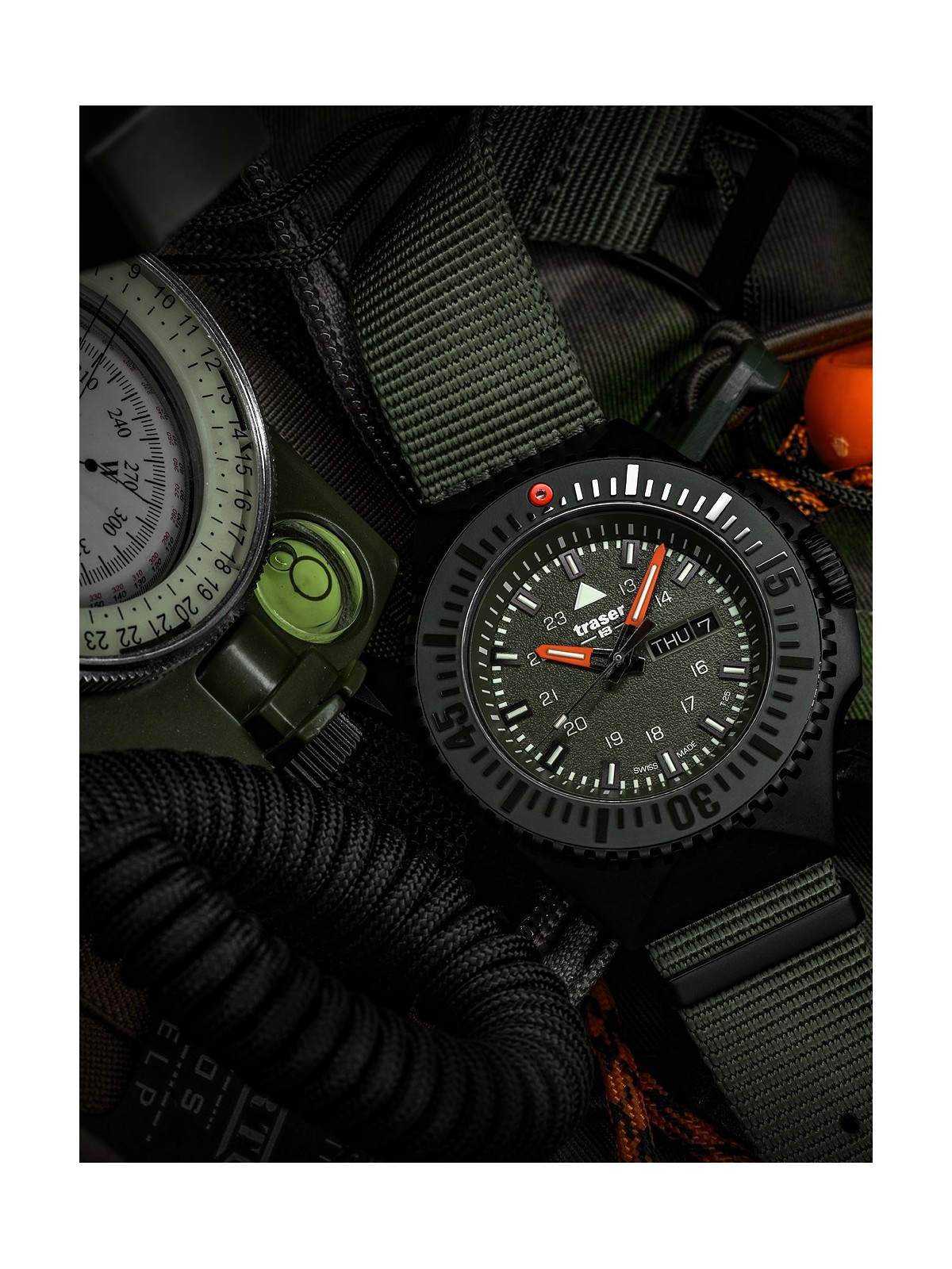 orologio uomo Traser H3 109858 P69 Black-Stealth Green 46mm 20ATM