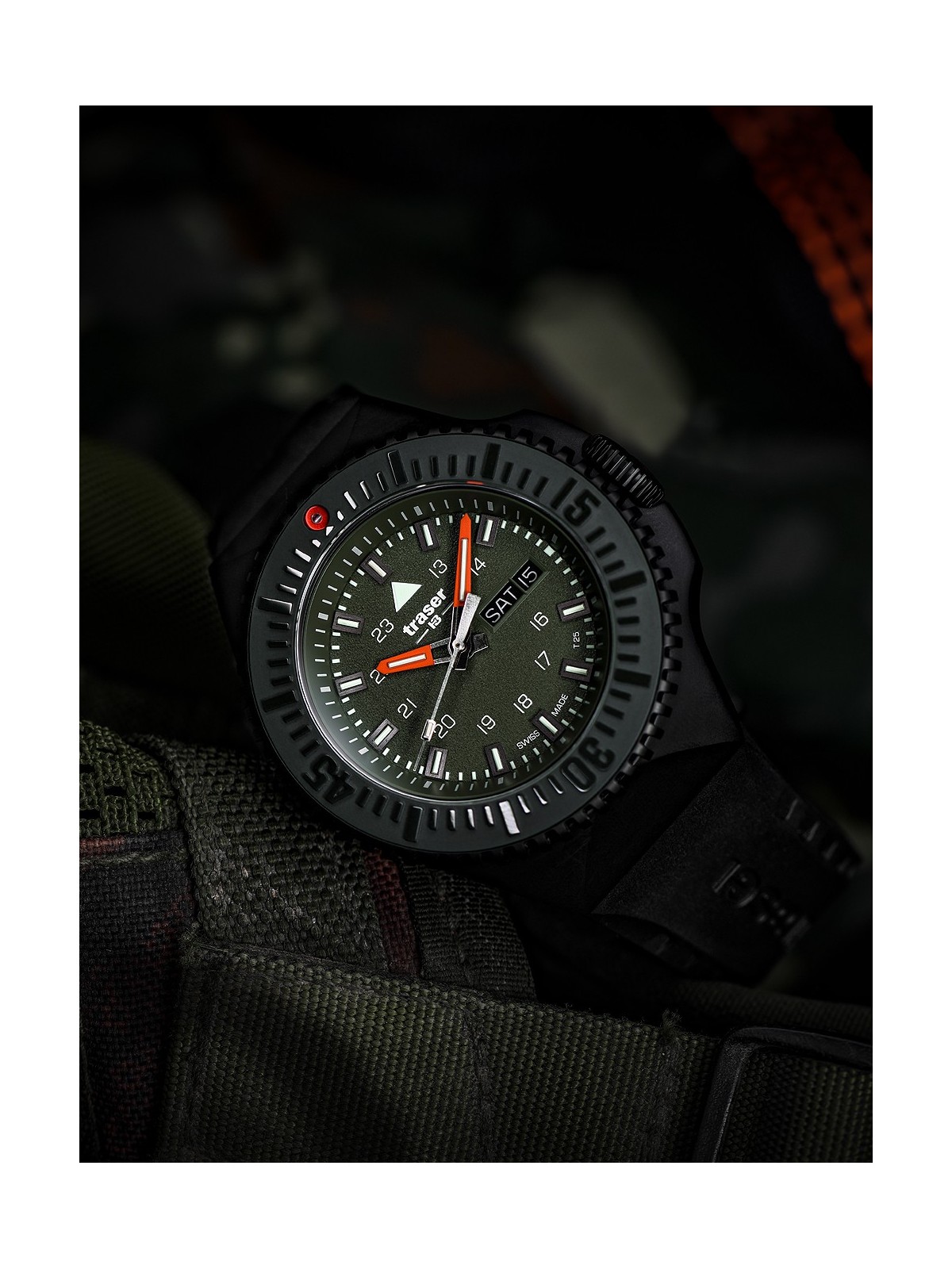 orologio uomo Traser H3 109859 P69 Black-Stealth Green 46mm 20ATM