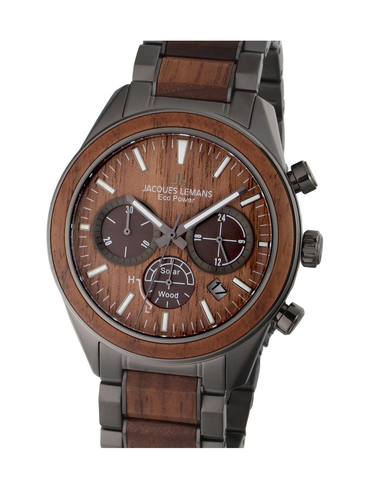 orologio uomo Jacques Lemans 1-2115K Eco Power Wood 44mm 10ATM