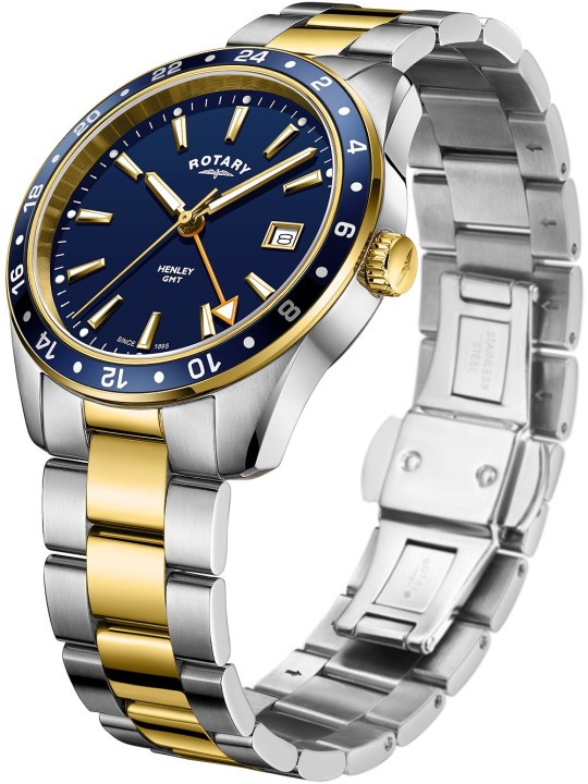 orologio uomo Rotary GB05296/05 Henley GMT men`s 40mm 10ATM