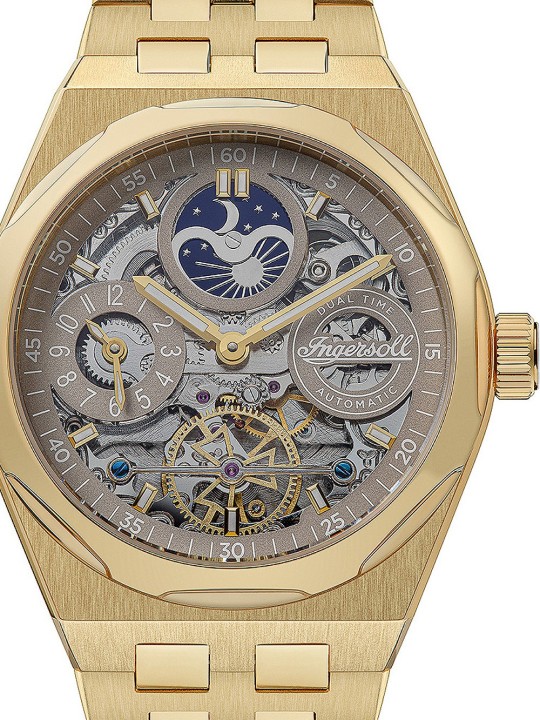 orologio uomo Ingersoll I12902 The Broadway Dual Time Automatic Mens Watch 43mm 5ATM
