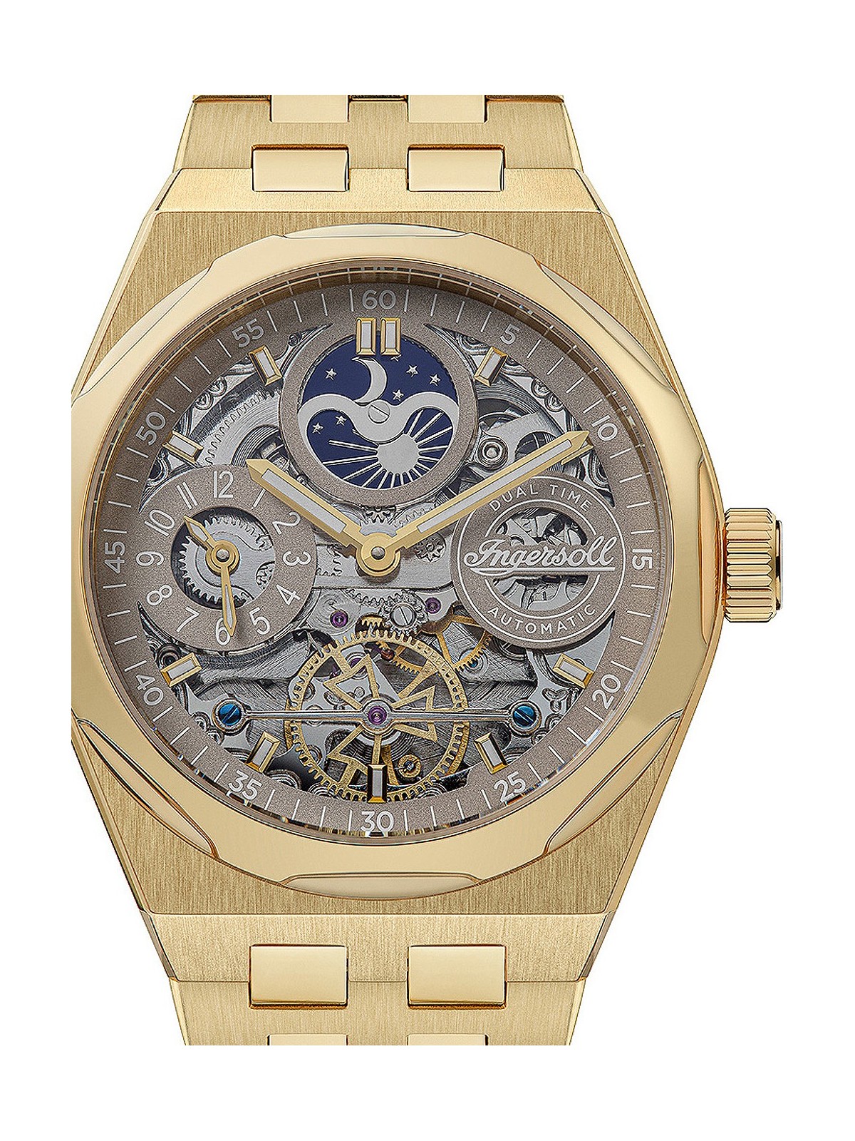 orologio uomo Ingersoll I12902 The Broadway Dual Time Automatic Mens Watch 43mm 5ATM
