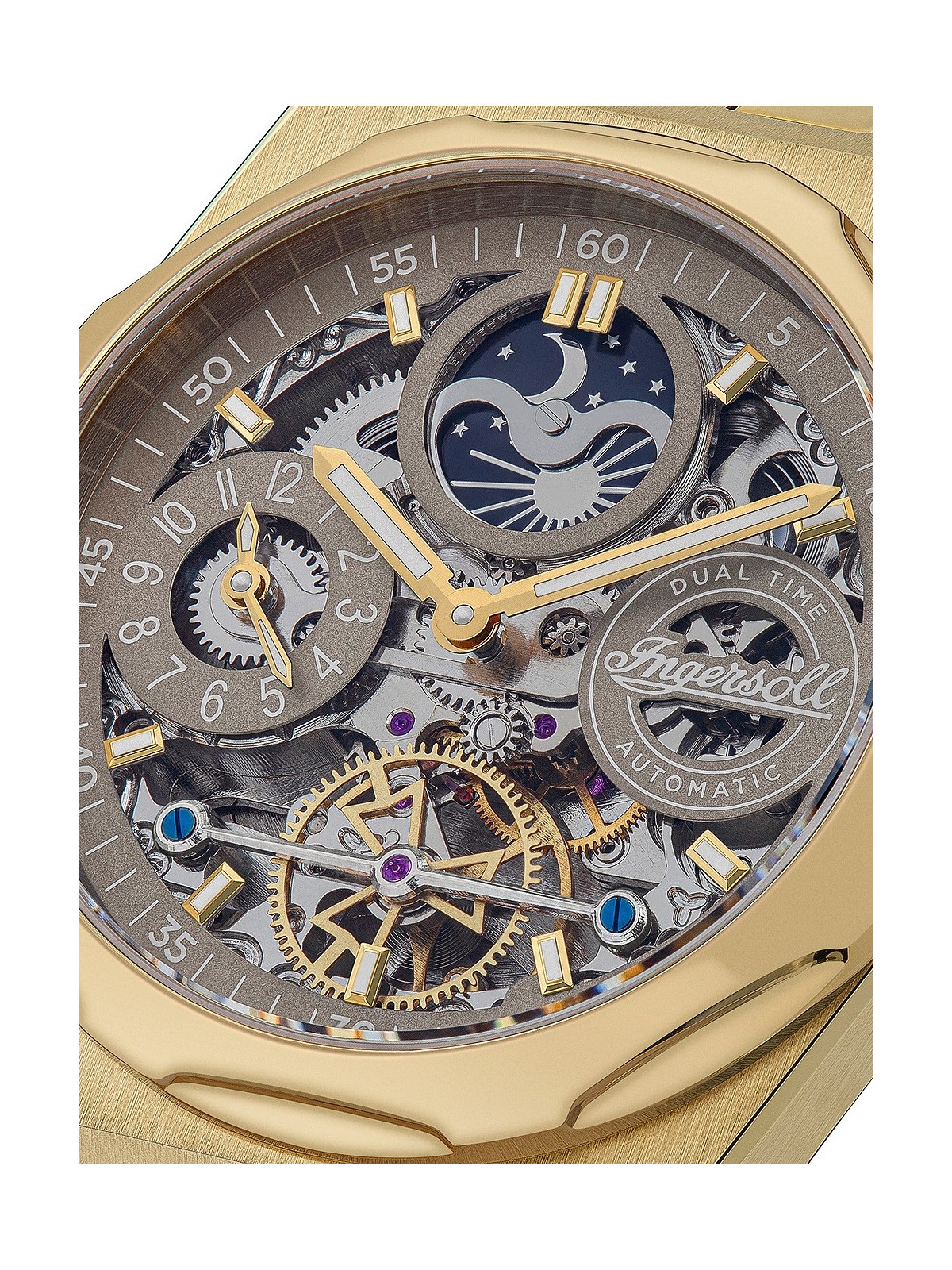 orologio uomo Ingersoll I12902 The Broadway Dual Time Automatic Mens Watch 43mm 5ATM