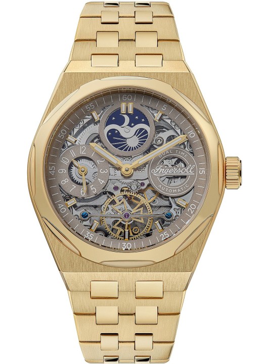 orologio uomo Ingersoll I12902 The Broadway Dual Time Automatic Mens Watch 43mm 5ATM